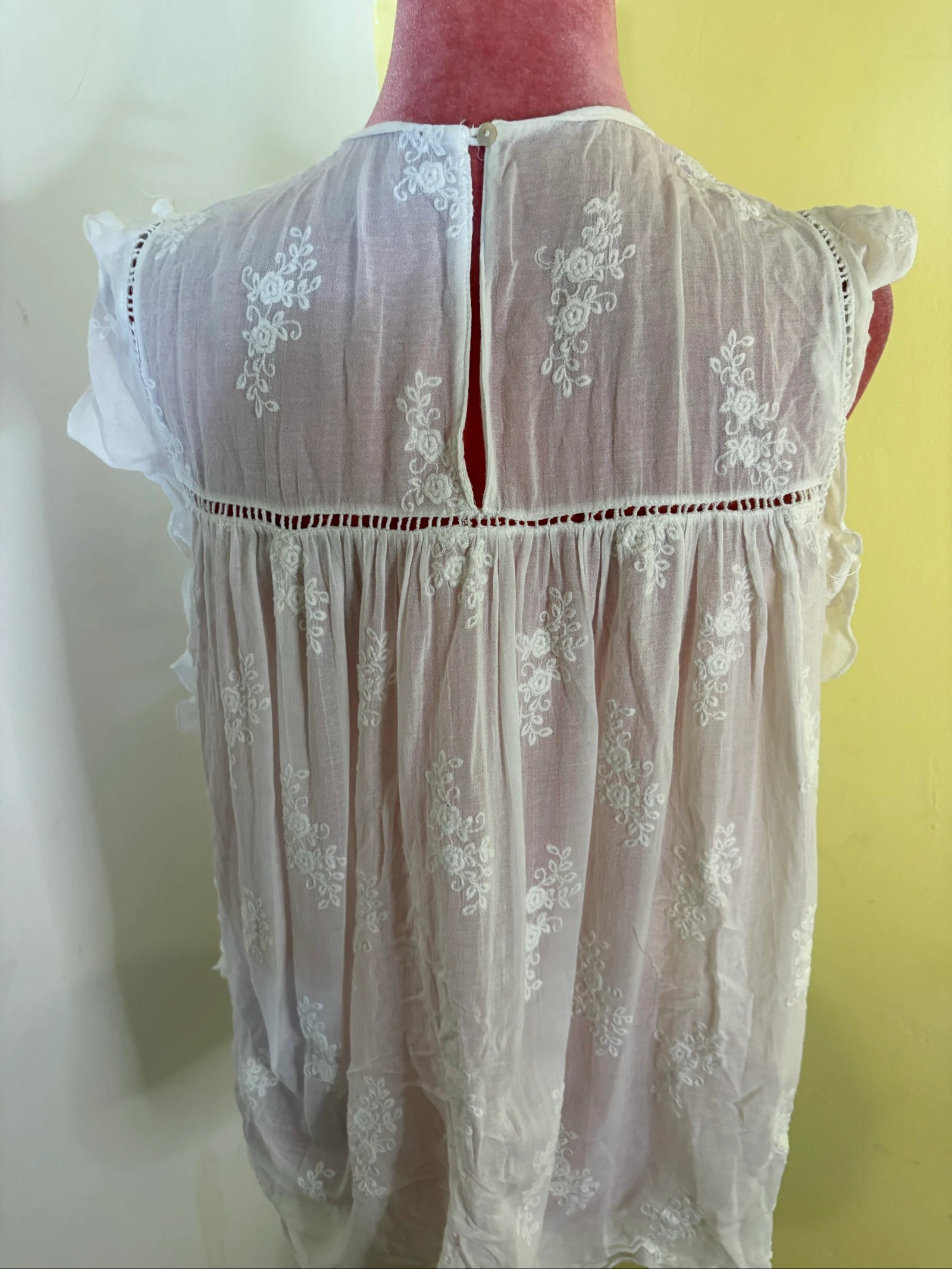 Boho White Blouse with Floral Embroidery and Ruffles – photo 5
